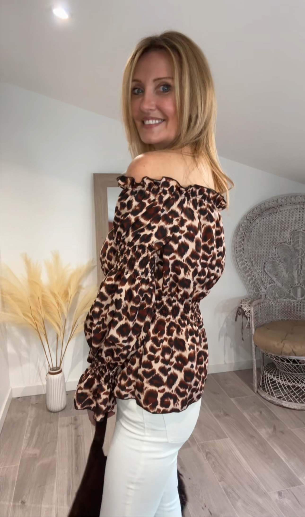 Blouse FAUVE à col bardot