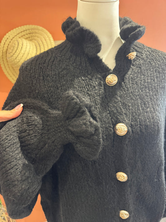 GILET BOUTONNE FLEUFY NOIR