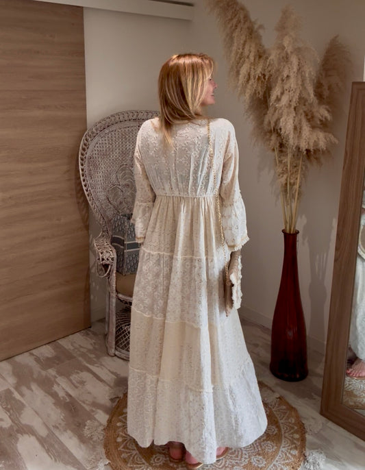 ROBE LONGUE ECRU BOHEME "ELISA"