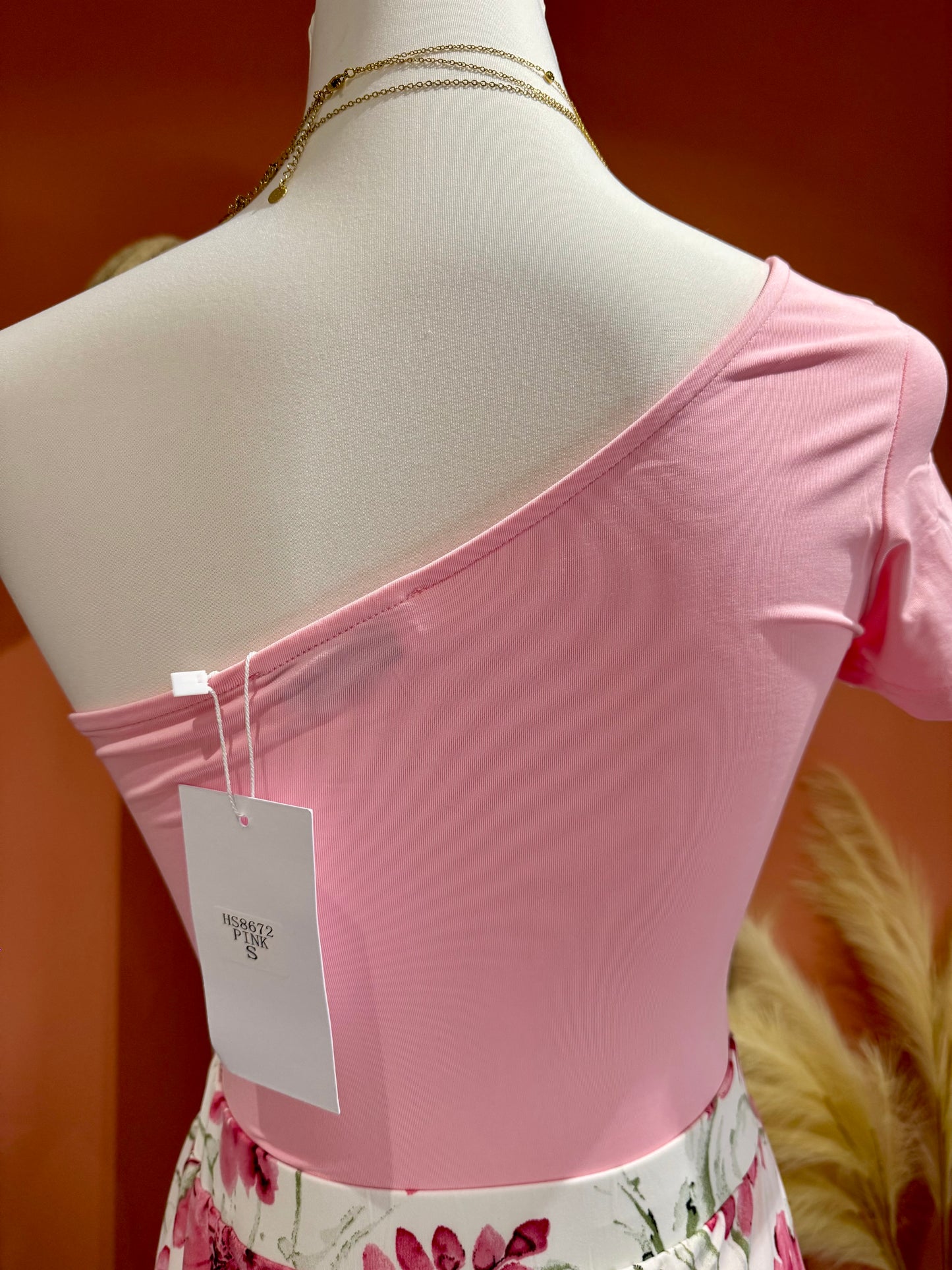 BODY ASYMÉTRIQUE « ROSALIA « MANCHES COURTES