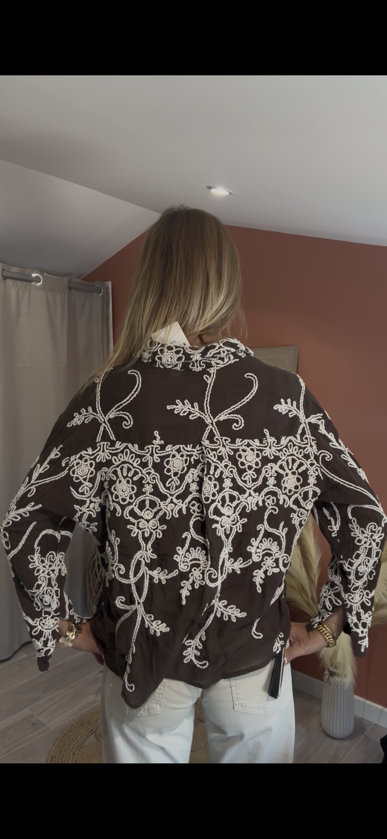 CHEMISE SANDY CHOCOLAT A BRODERIES
