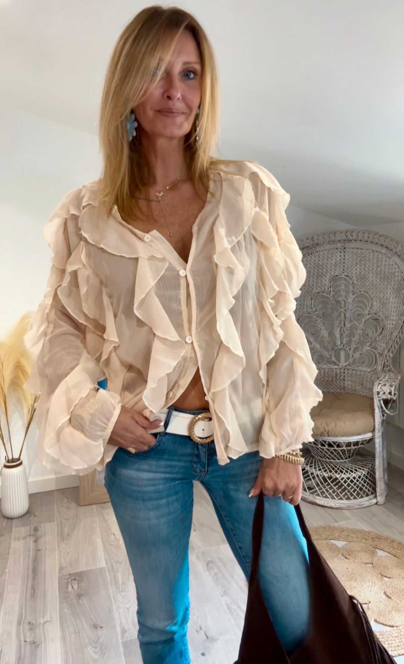 Blouse MARIA crème à volants