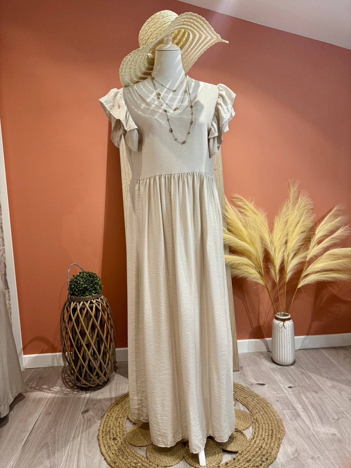 ROBE LONGUE « THELMA » BEIGE