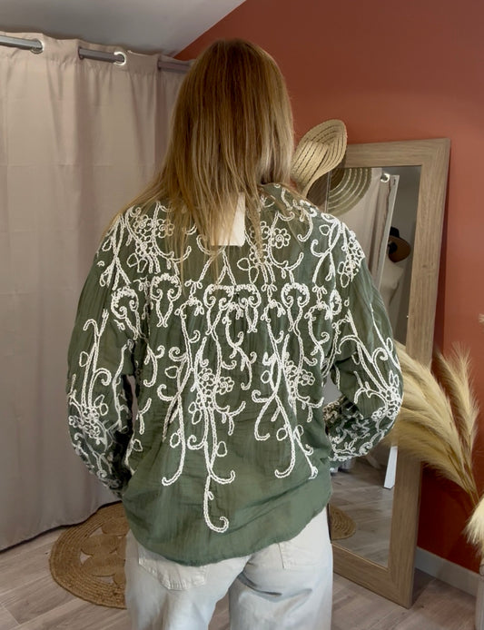 CHEMISE KAKI SANDY A BRODERIES