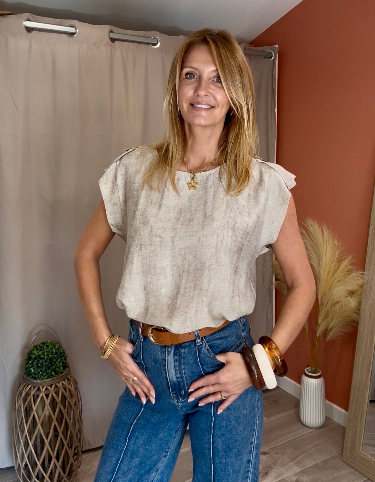 T-shirt CHINÉ beige