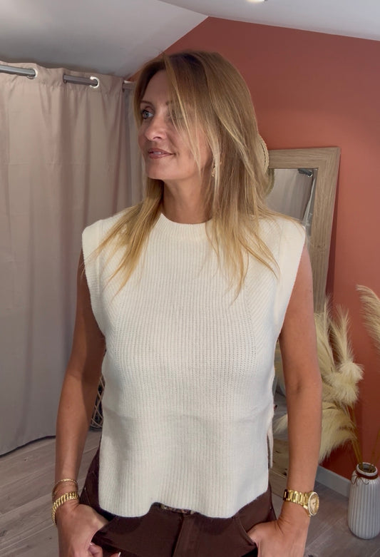 PULL CRÈME MARC SANS MANCHE