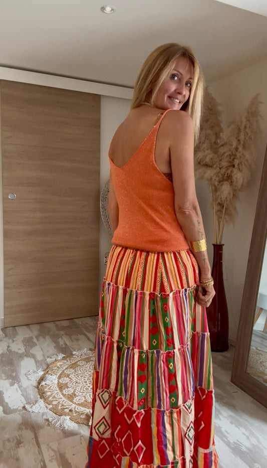 JUPE LONGUE "MAYA" ORANGE