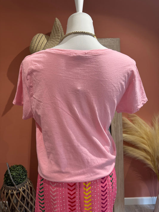 T-SHIRT"COP'S" ROSE BLANC