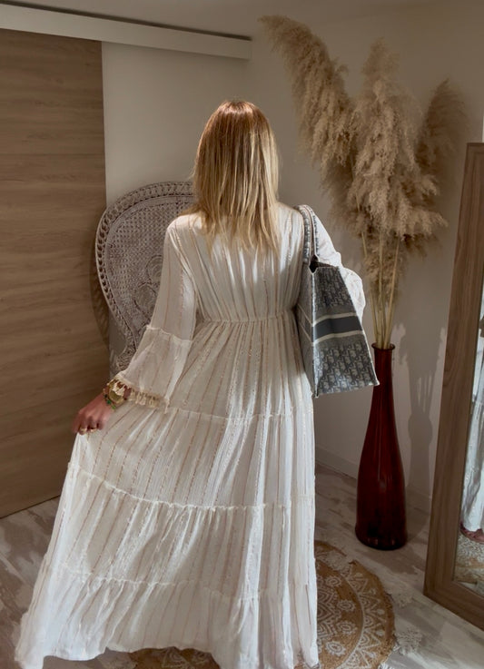 ROBE LONGUE BOHEME ECRU "JOHANNA"