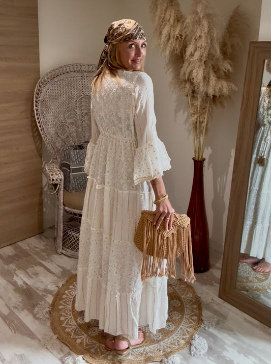 ROBE LONGUE ECRU BOHEME "BELLA "