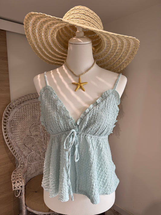 TOP "AZUR VERT MENTHE" A BRETELLES REGLABLES