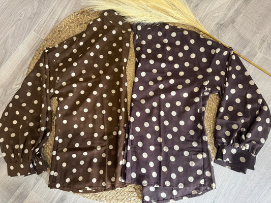 Chemise MAELLE à pois beige