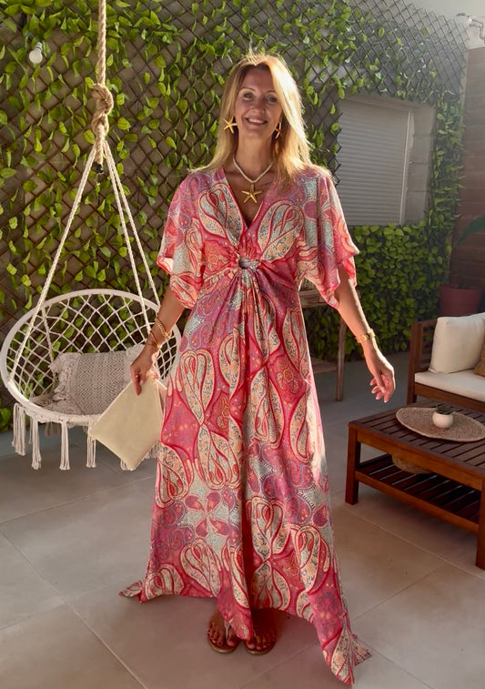 ROBE LONGUE "DREAM ROSE" A ANNEAU