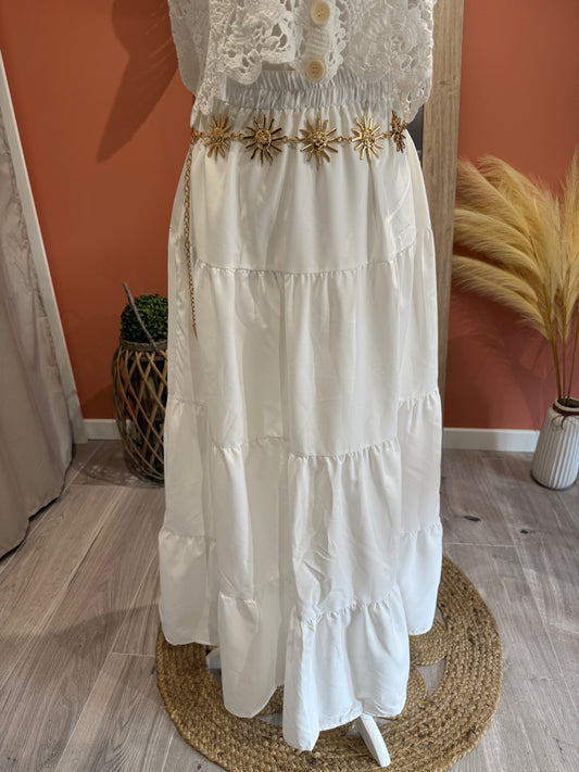 JUPE LONGUE A VOLANTS "BIANCA"