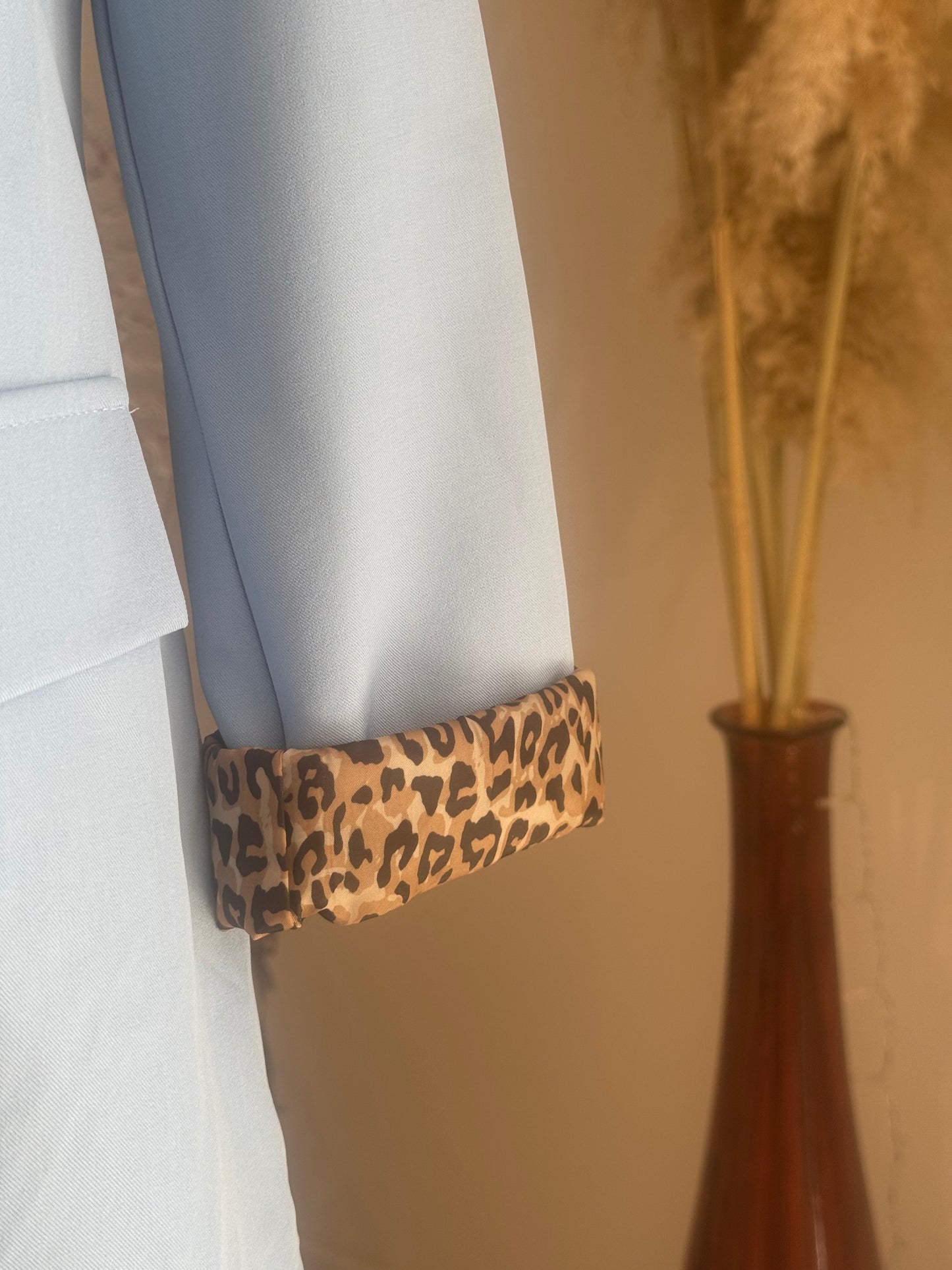 BLAZER BLEU "SAVANE" REVERS ET DOUBLURE LEOPARD