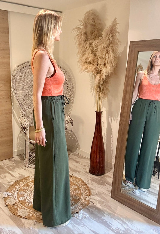 PANTALON KAKI « ALEXANDRI »FLUIDE ET LÉGER