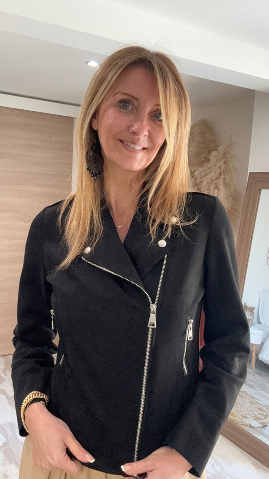 VESTE "THE BLACK" NOIRE TYPE PERFECTO SUEDINE