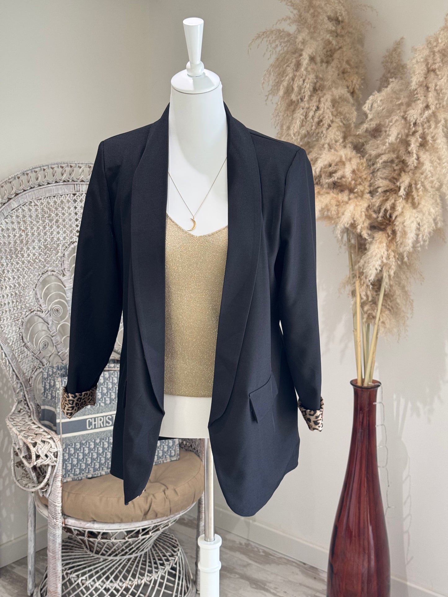 BLAZER "SAVANE BEIGE " doublure et revers léopard