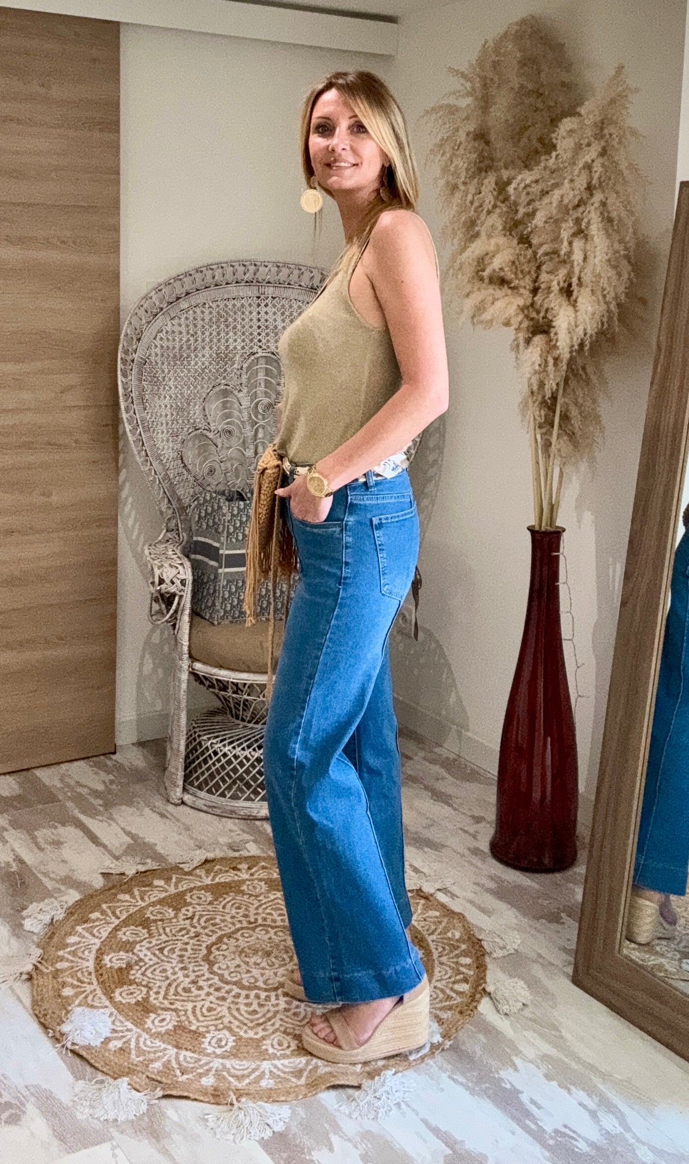 JEAN " BB "WIDE LEG SURPIQUE