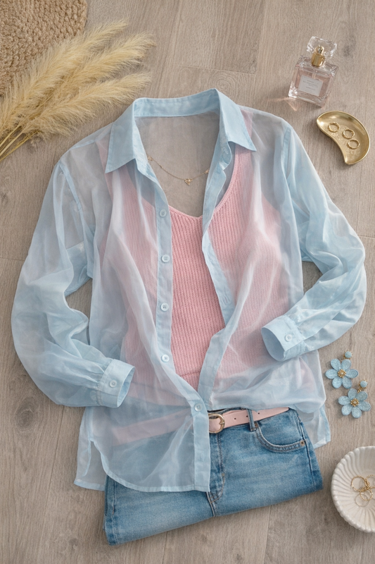 Chemise MOUSSELINE bleue