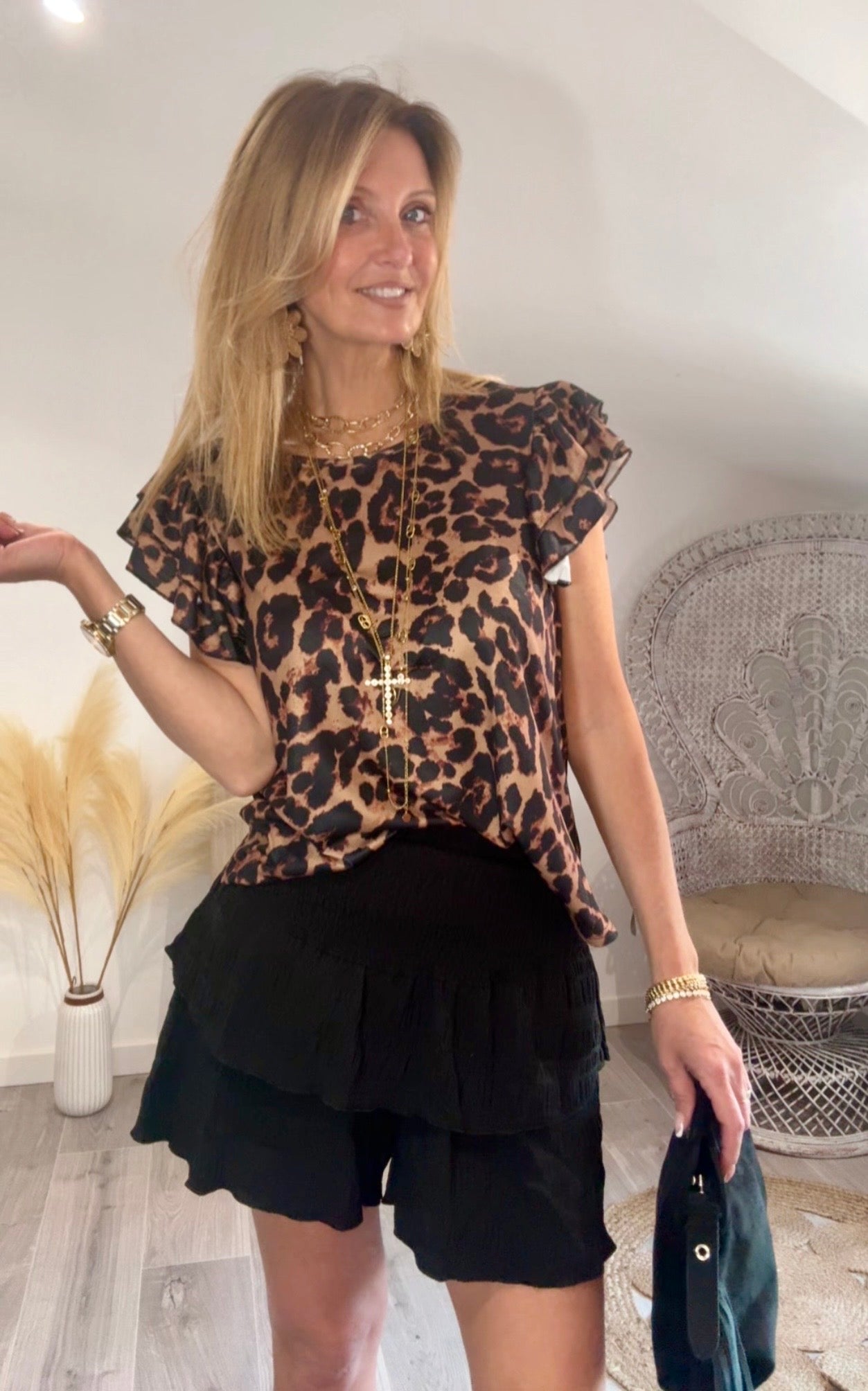 Blouse léopard LINA à volants