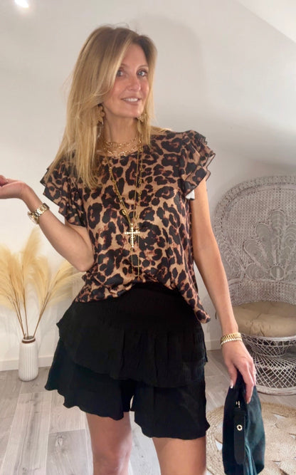 Blouse léopard LINA à volants