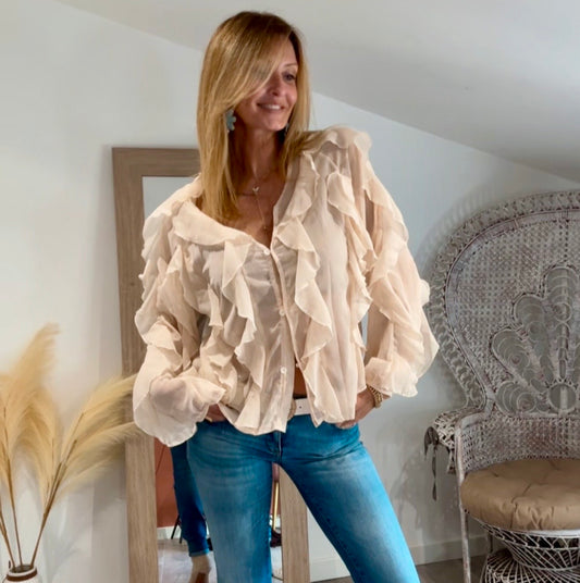 Blouse MARIA crème à volants