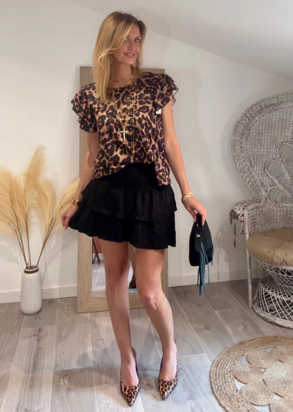 Blouse léopard LINA à volants