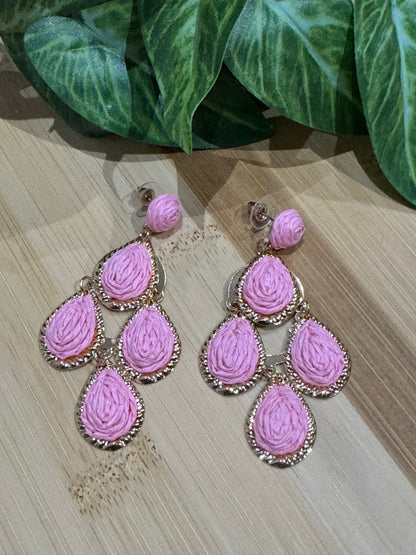 Boucles d oreilles JASMINE rose et doré
