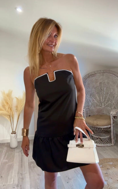 Robe CHICA courte noire et blanche