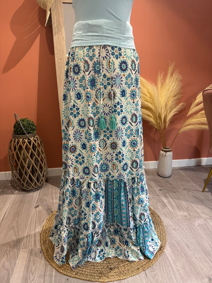 JUPE LONGUE "MAYA" TURQUOISE