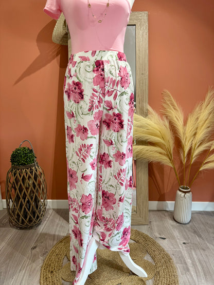 PANTALON DROIT  « PINK PARADISE « 