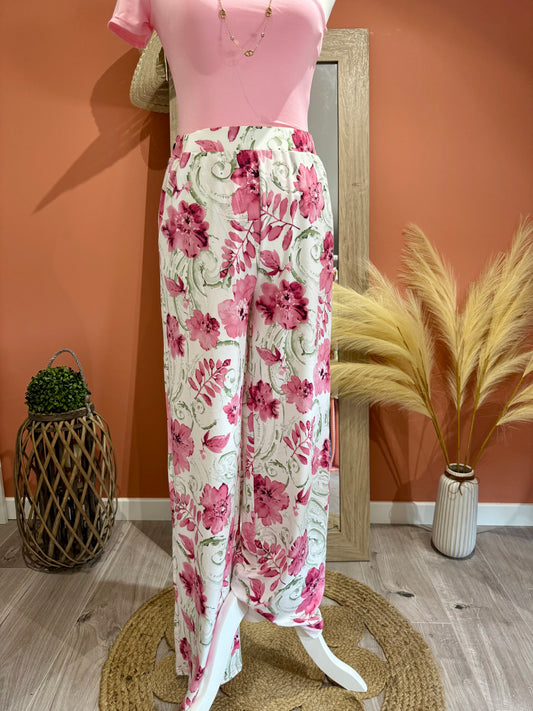 PANTALON DROIT  « PINK PARADISE « 
