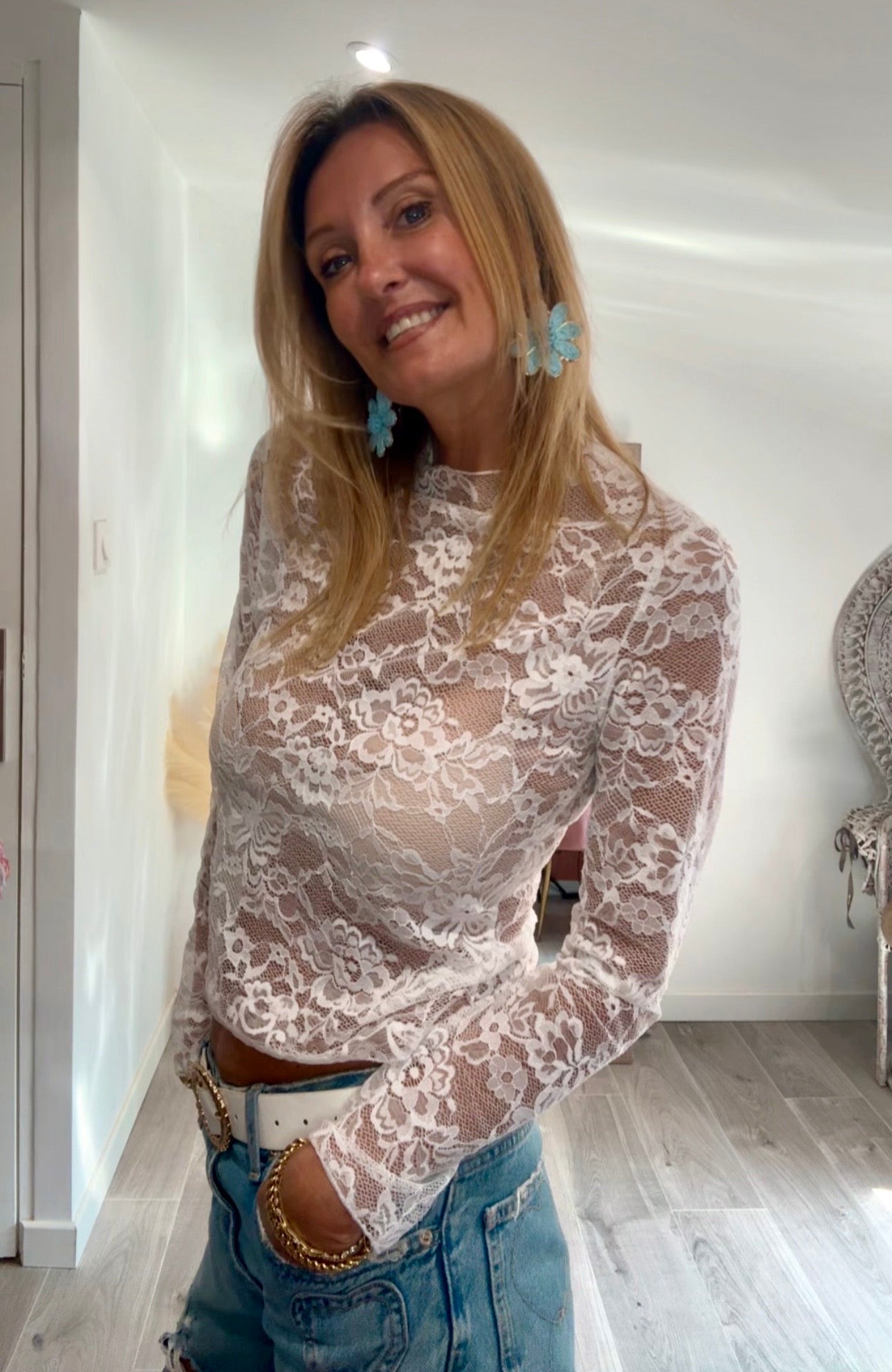 Blouse DANIELLA en dentelle blanche