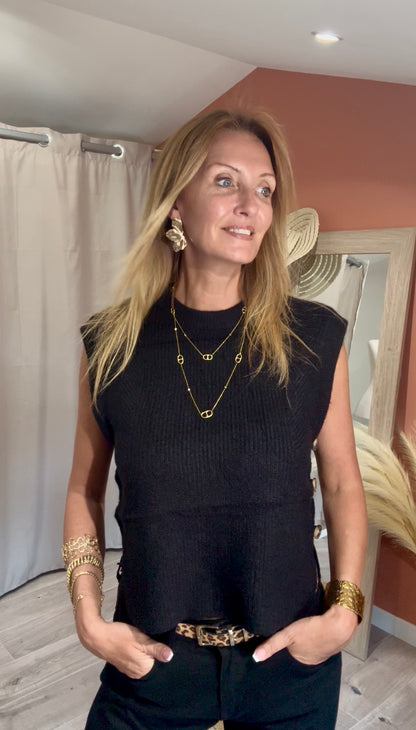 PULL NOIR MARC  SANS MANCHE