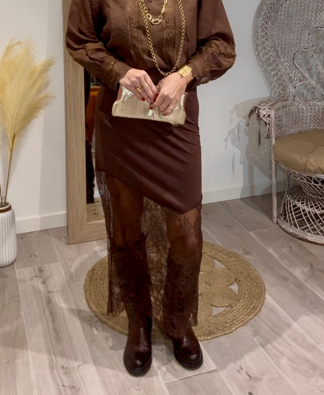 Jupe longue VÉNUS marron