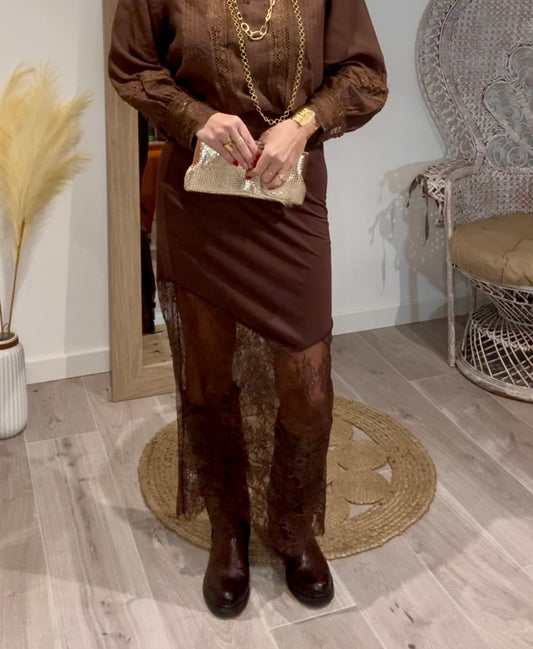 Jupe longue VÉNUS marron