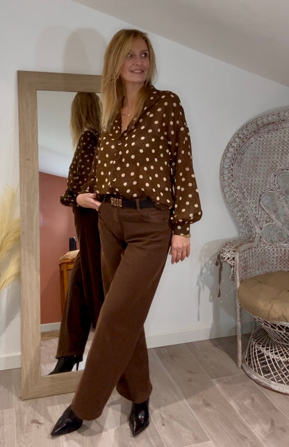 Chemise  MAELLE à pois beige