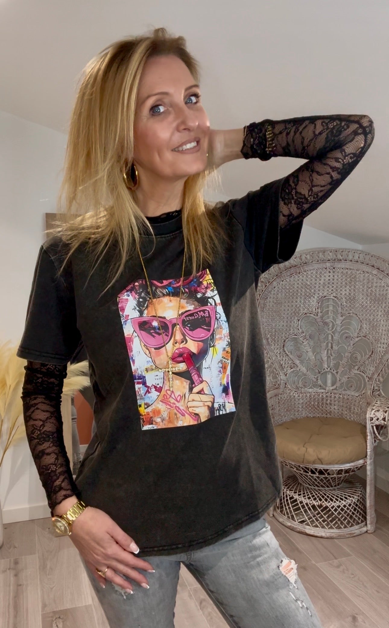 T-shirt GIRLY noir