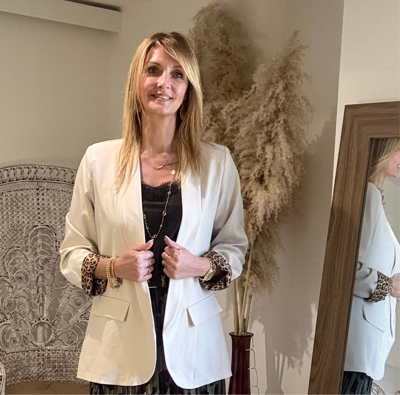 BLAZER "SAVANE BEIGE " doublure et revers léopard