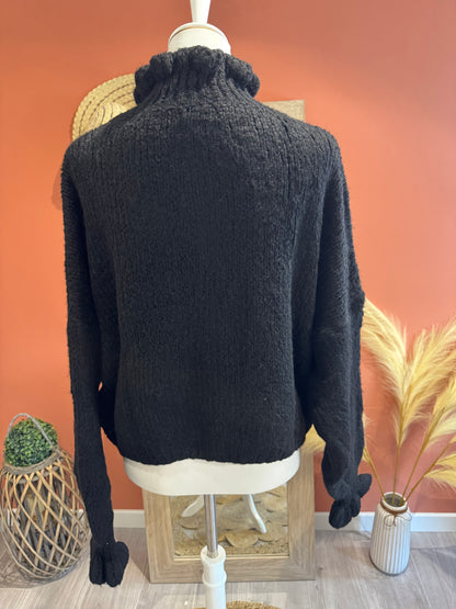 GILET BOUTONNE FLEUFY NOIR