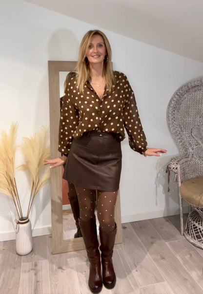 Chemise  MAELLE à pois beige