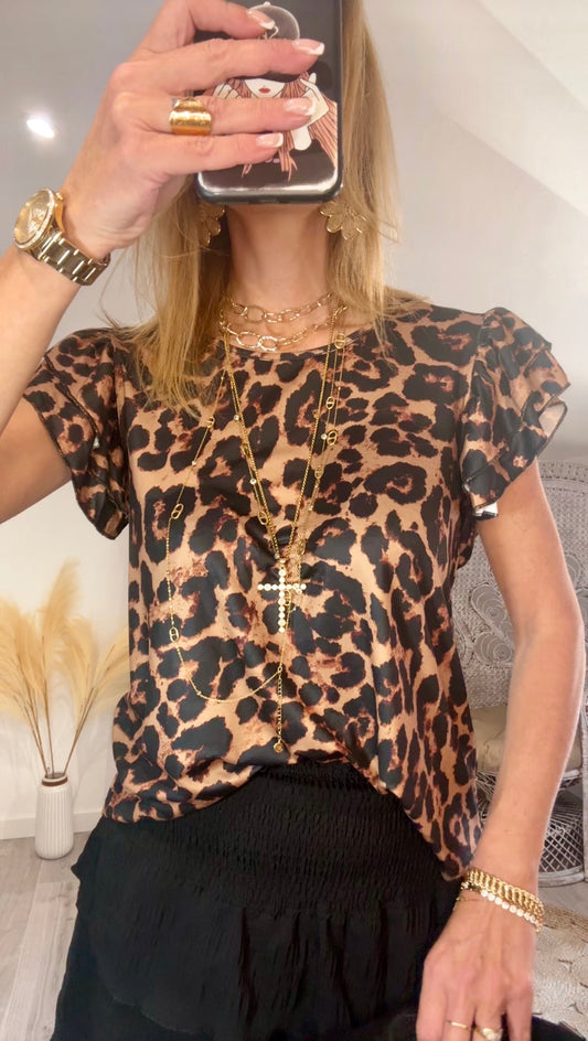 Blouse léopard LINA à volants
