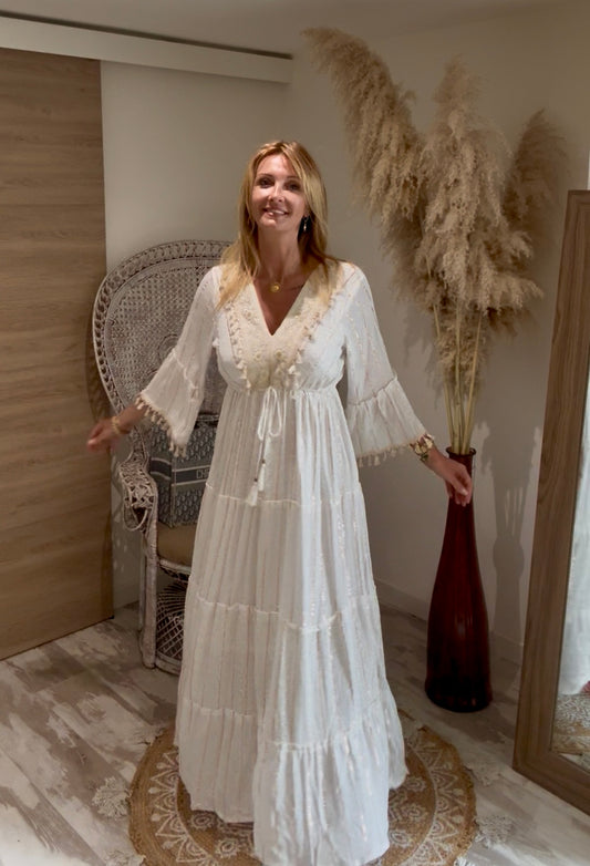 ROBE LONGUE BOHEME ECRU "JOHANNA"