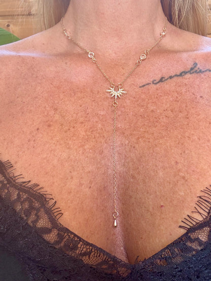 COLLIER EN Y « DIAMS » EN PLAQUE OR