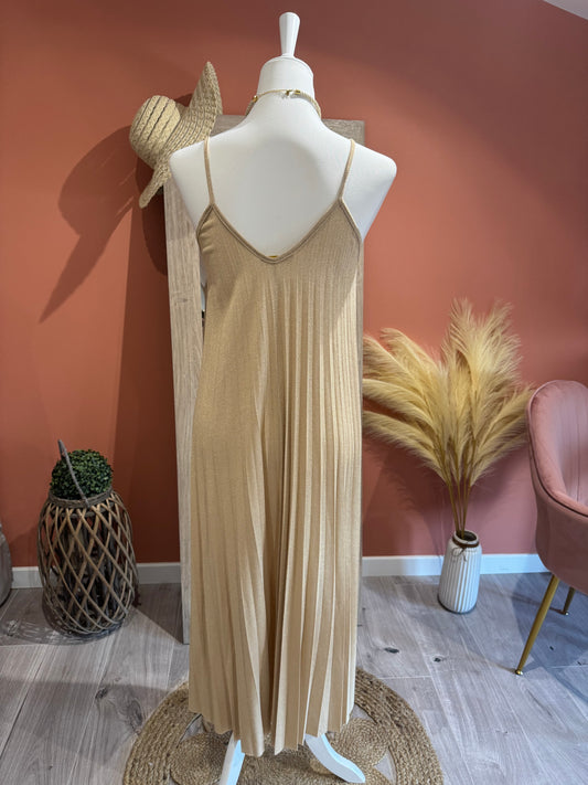 ROBE LONGUE PLISSEE DORE "LES PAILLETTES"