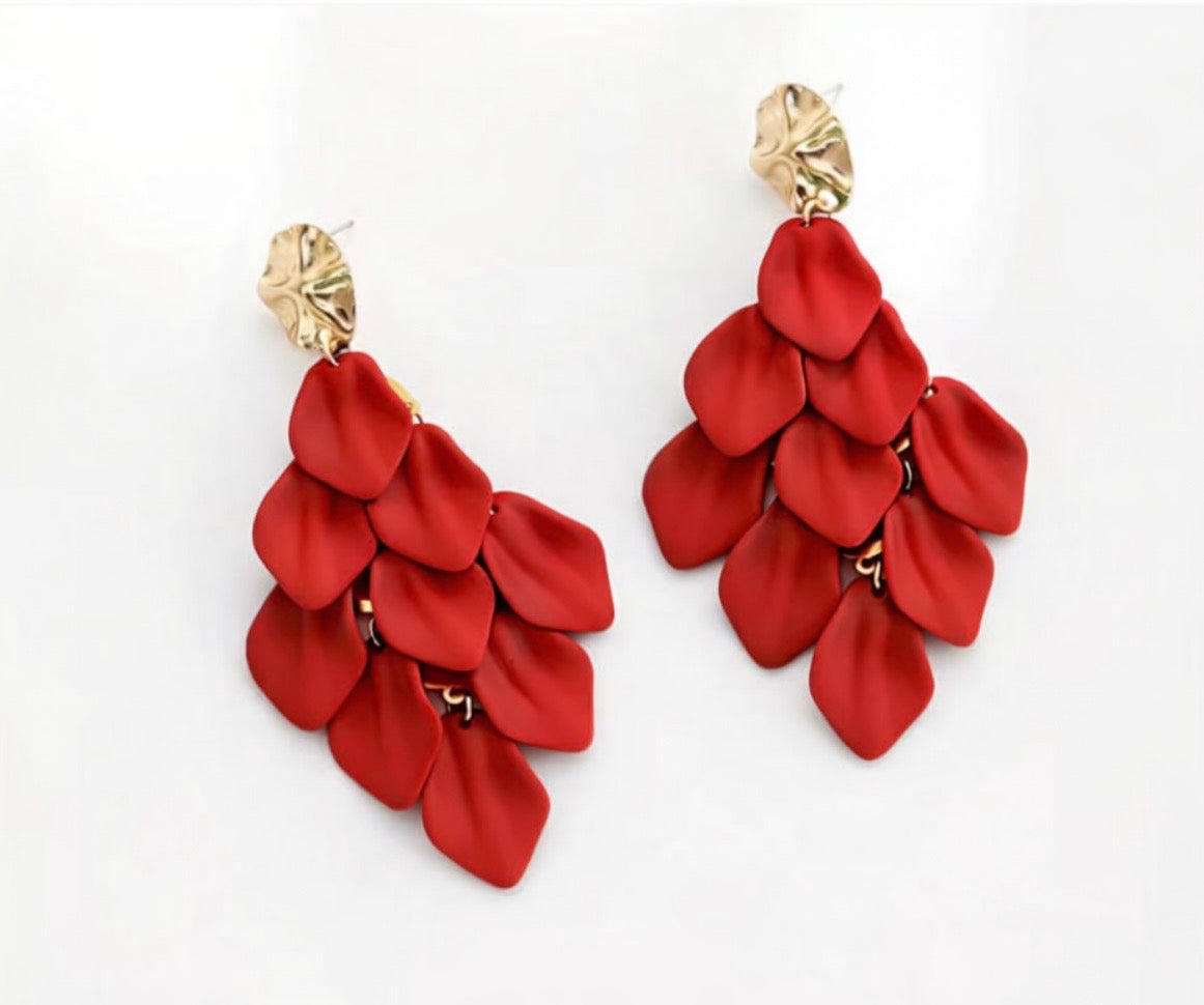 Boucles d oreilles PETALES ROUGES