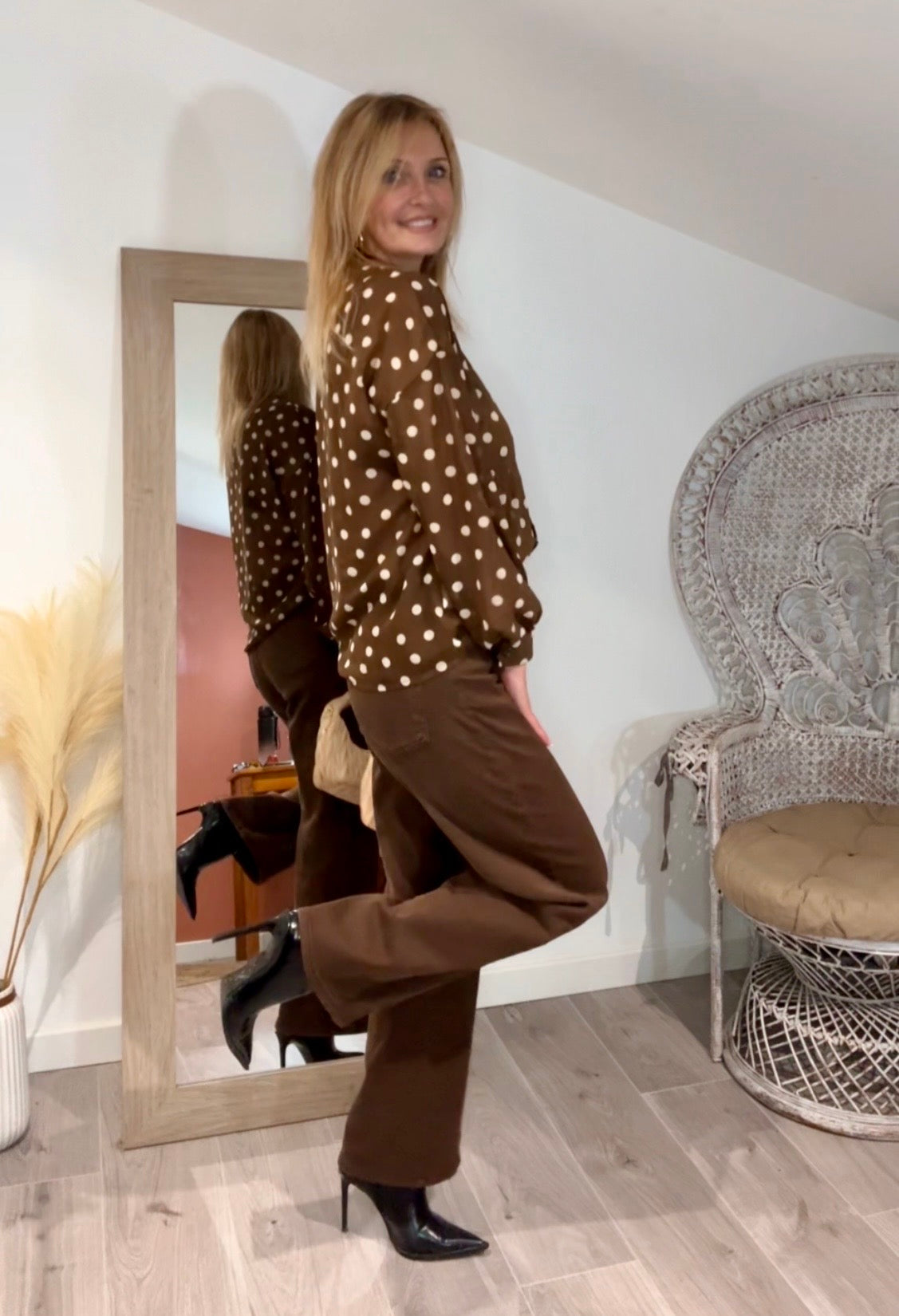 Chemise  MAELLE à pois beige