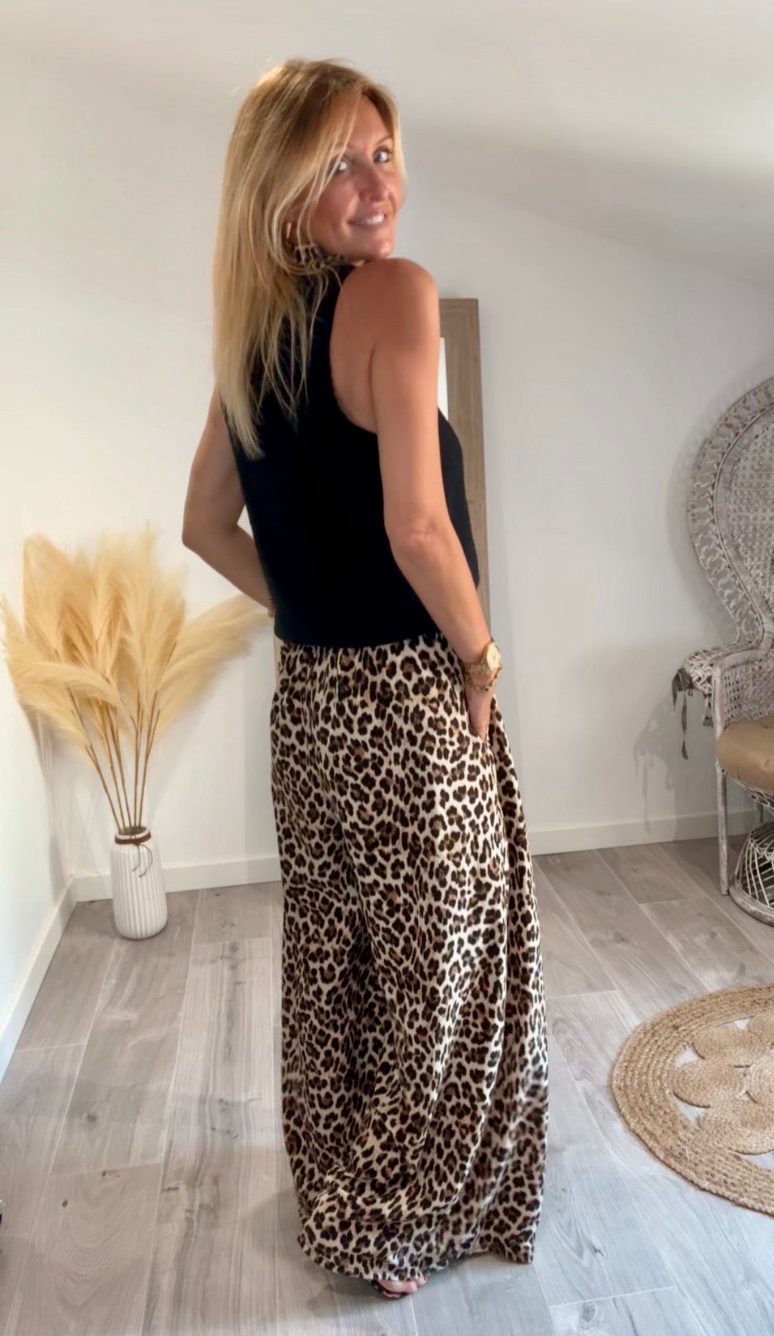 Pantalon PALAZZO léopard
