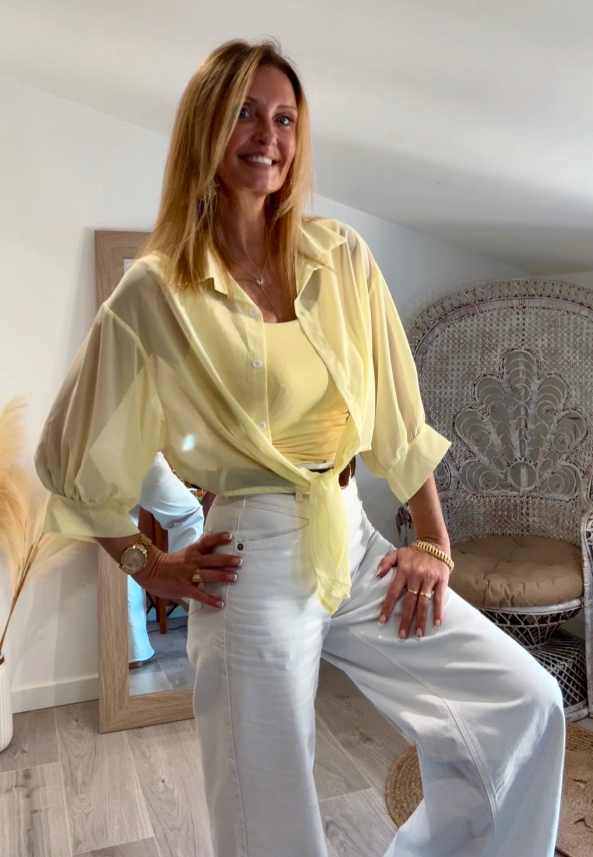 Chemise SACHA jaune à nouer